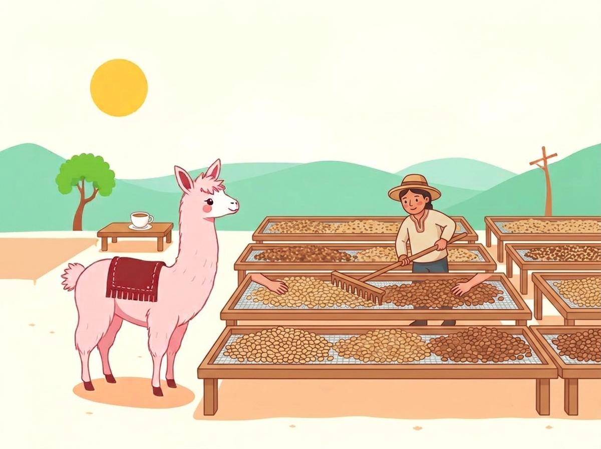 Pinky Llama at drying beds